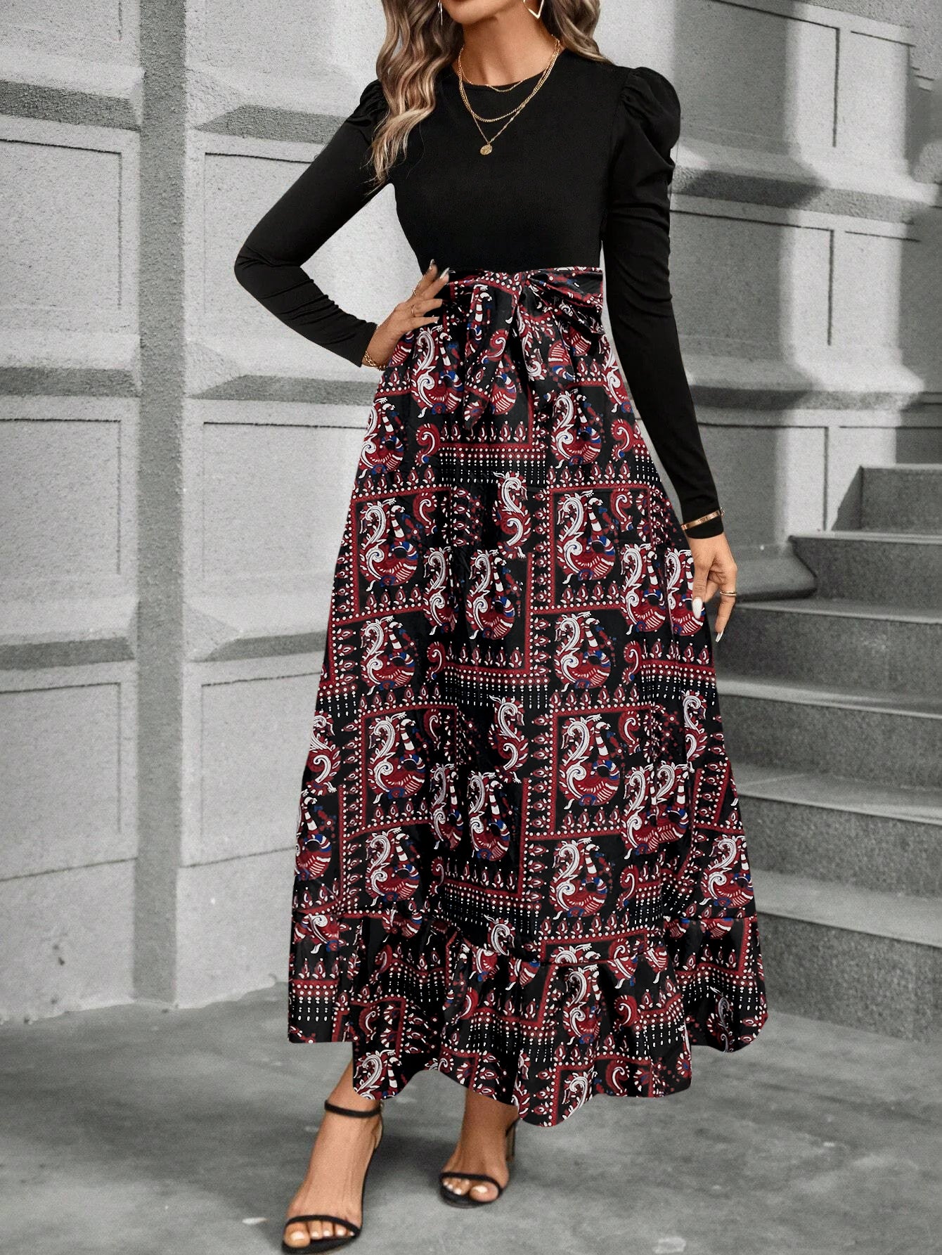 Bold Elegance in Monochrome & Motif -full sleeve