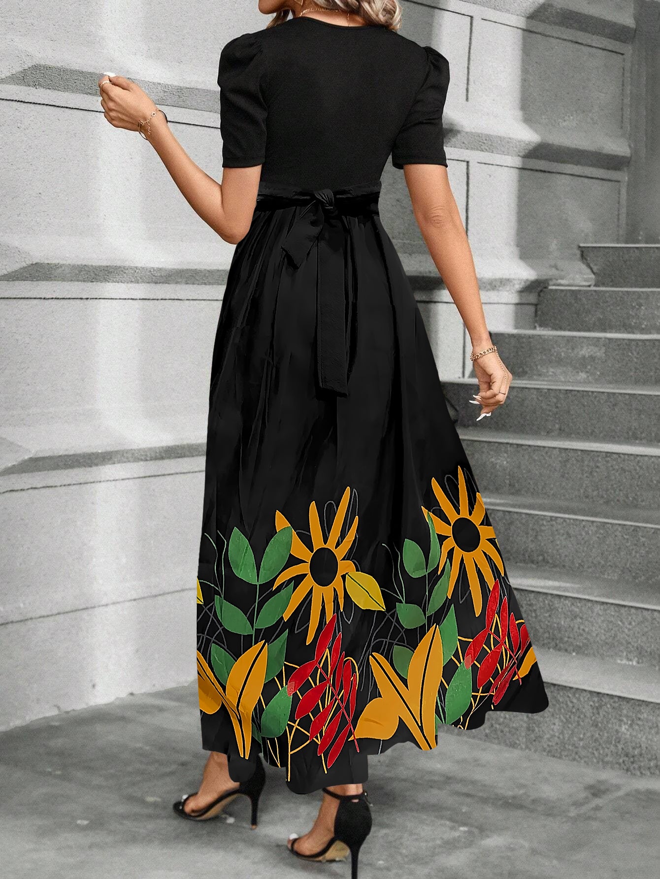 Midnight Bloom: Where Elegance Meets Nature - full sleeve