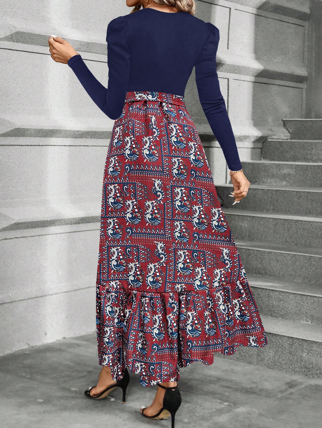 Grace in Motion: Ruffles, Rich Hues & Regal Poise - full sleeve