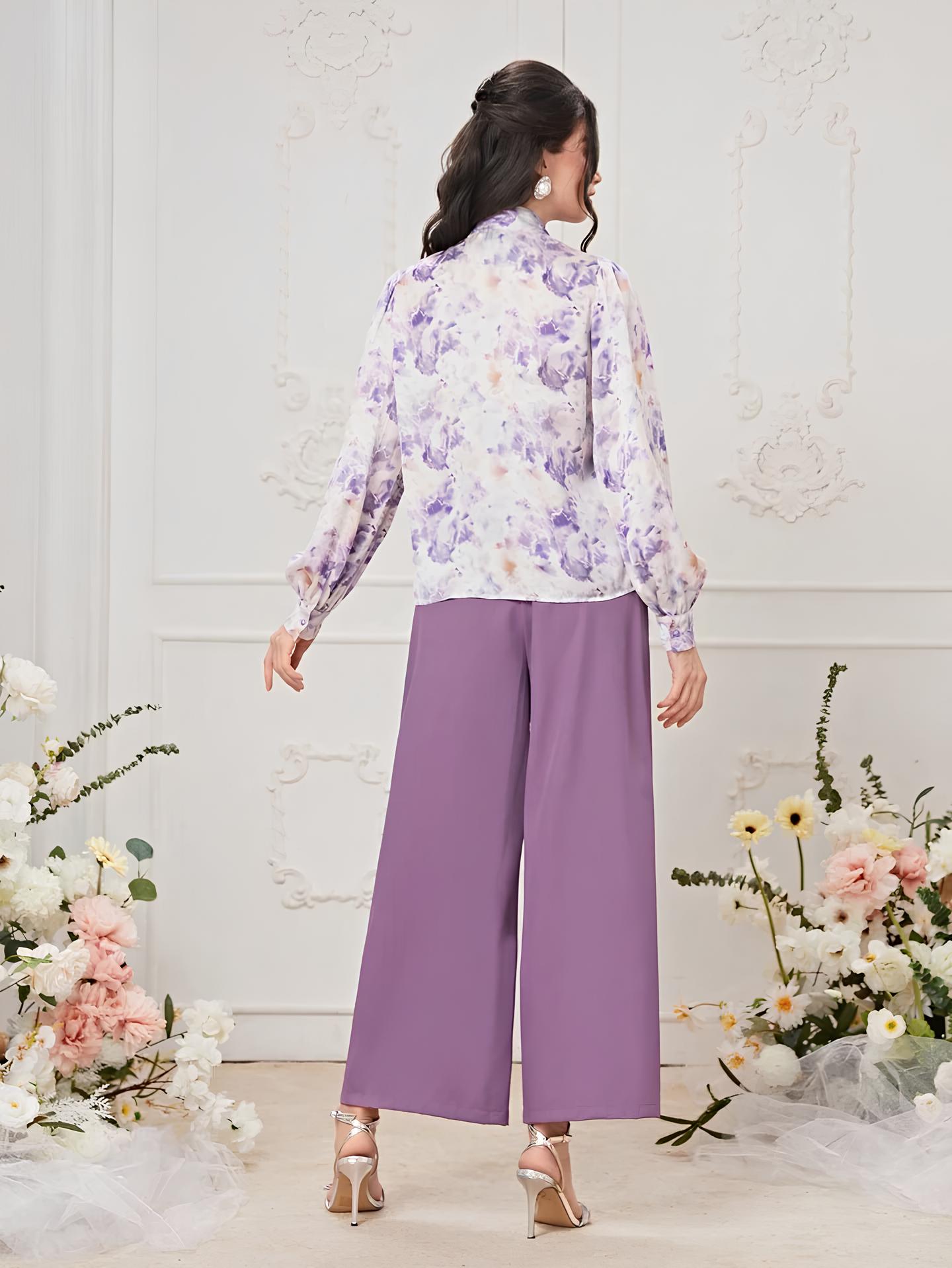 Abstract Blossom Purple Color Jumpsuit