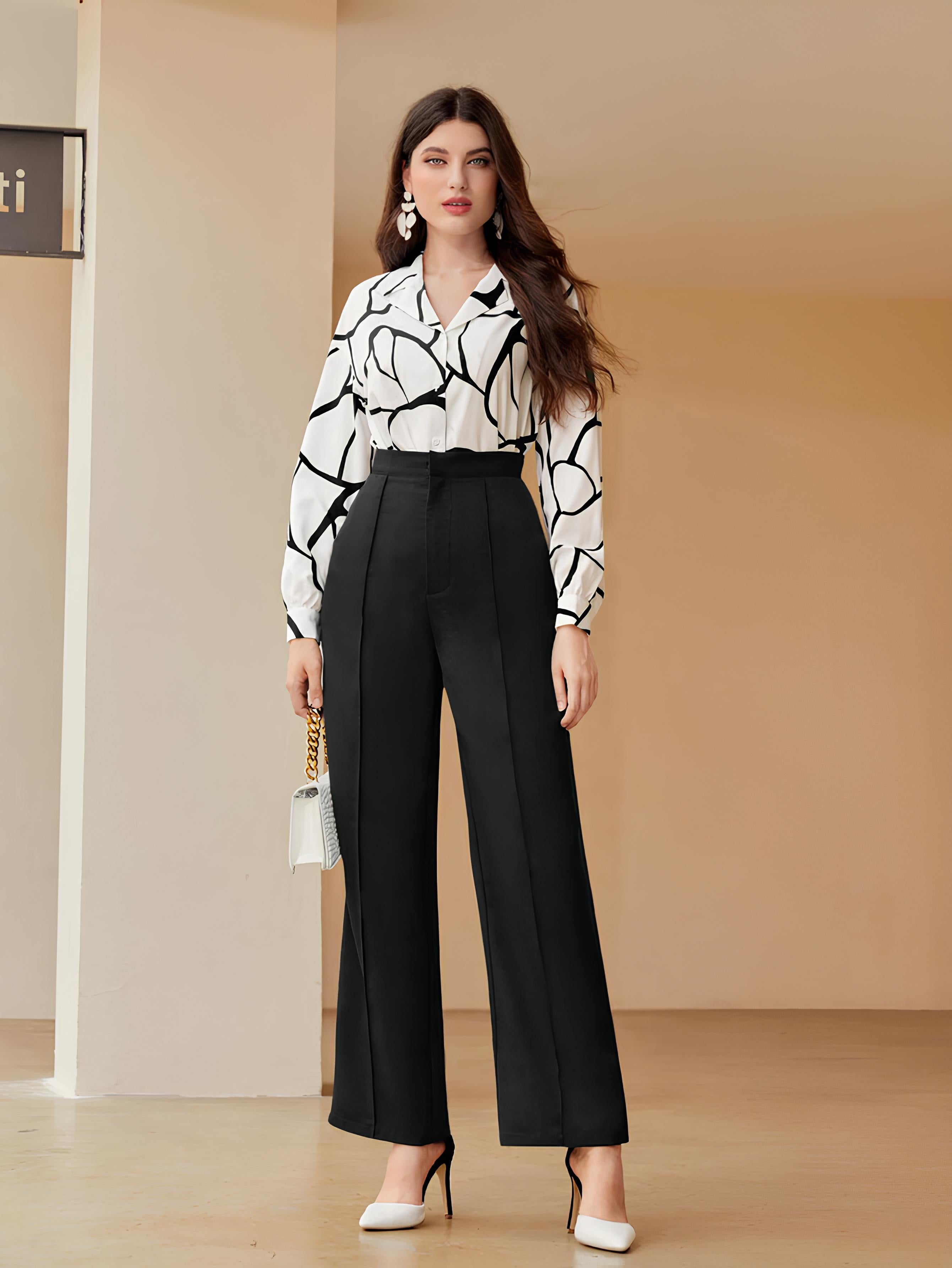 Abstract Print Black Trousers Jumpsuit
