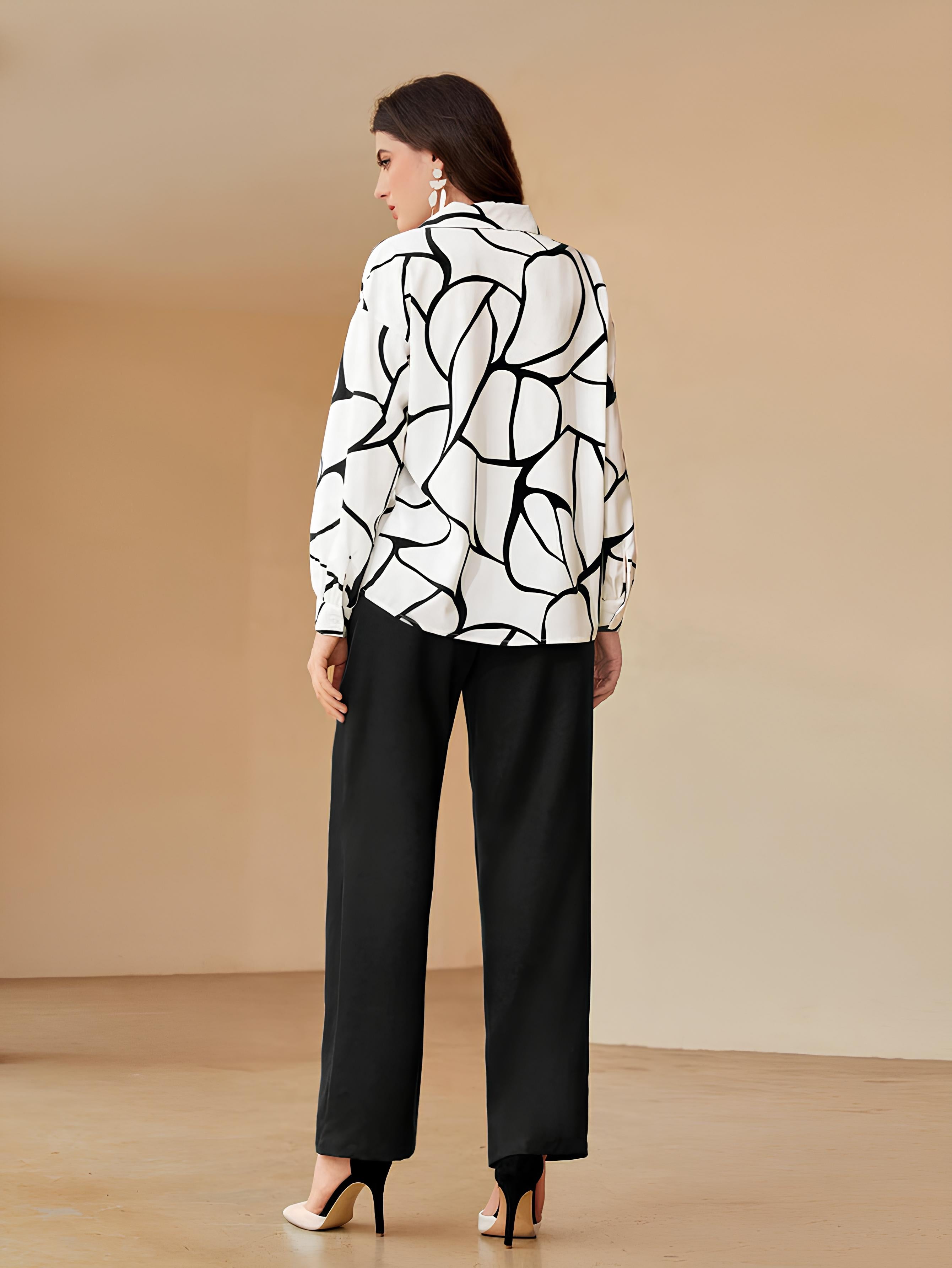 Abstract Print Black Trousers Jumpsuit