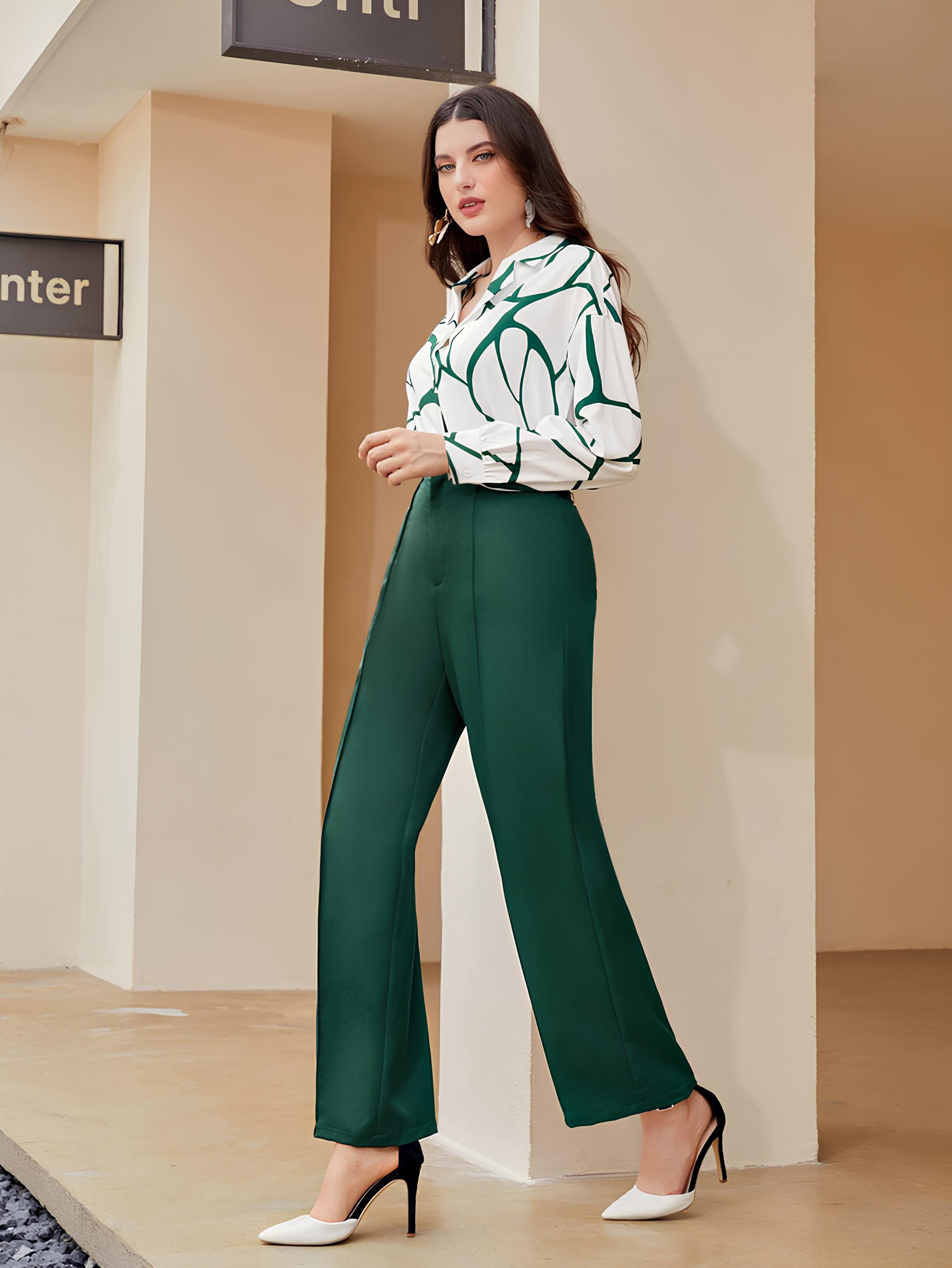 Abstract Print Green Trousers Jumpsuit