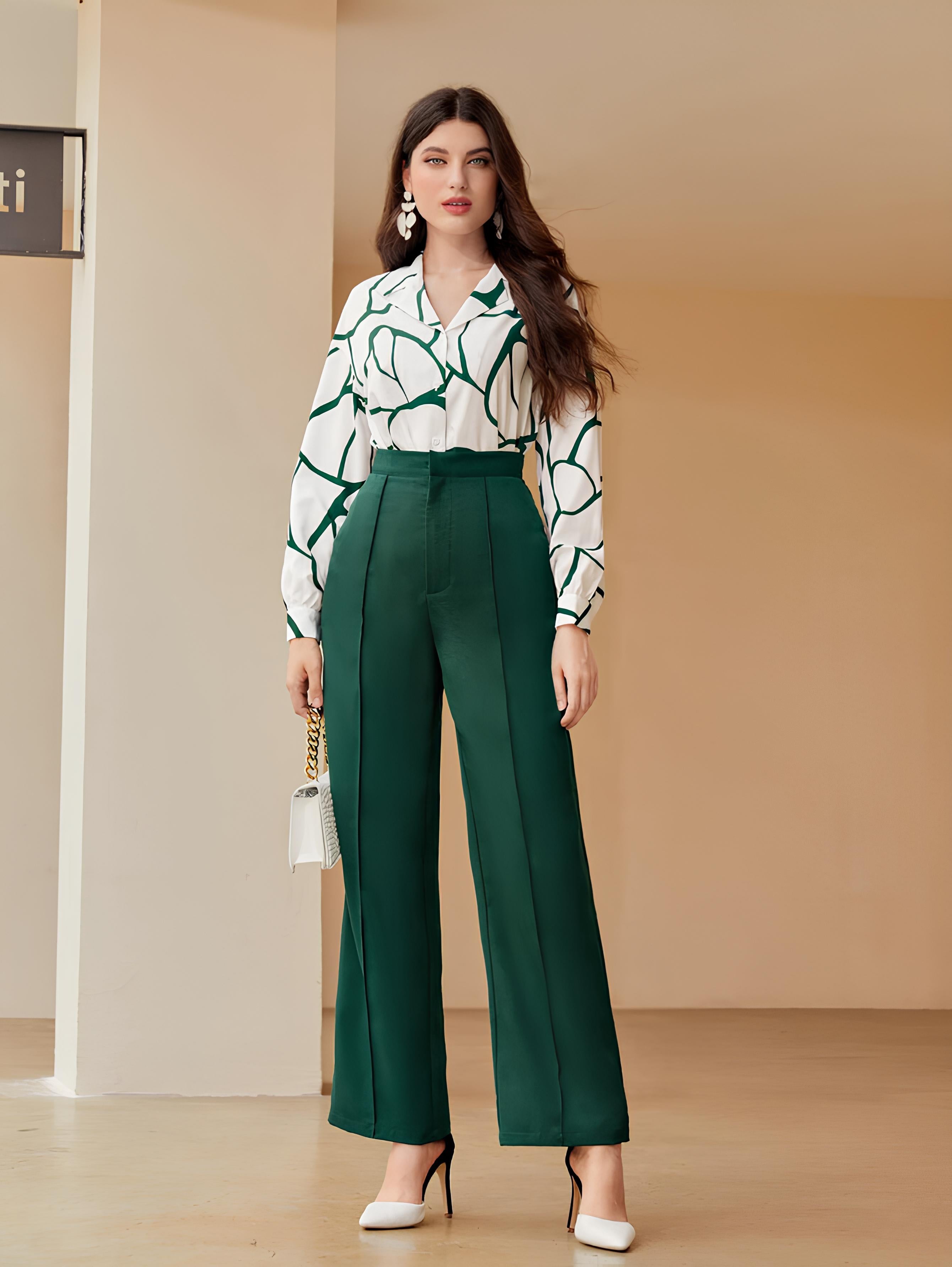 Abstract Print Green Trousers Jumpsuit